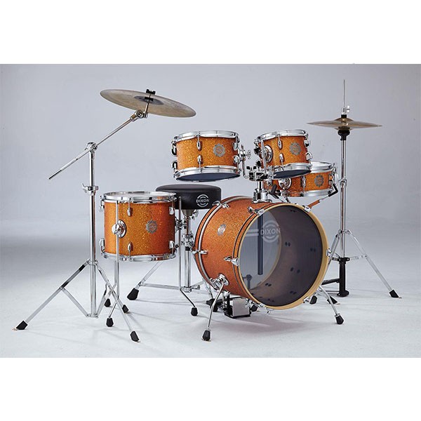 DIXON Drum Set Jet Set Plus Silent Drum Set Orange / Blue / Red Sparkle Travel Drum Kit - Image 3