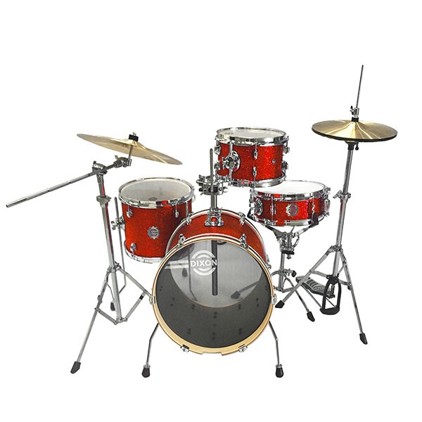 DIXON Drum Set Jet Set Plus Silent Drum Set Orange / Blue / Red Sparkle Travel Drum Kit - Image 10