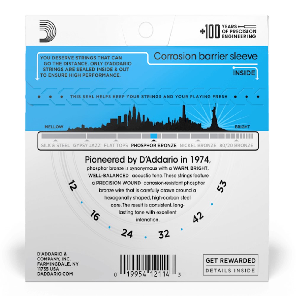 D’Addario EJ16 Phosphor Bronze Acoustic Guitar Strings, Light, 12-53 Gauge - Image 2