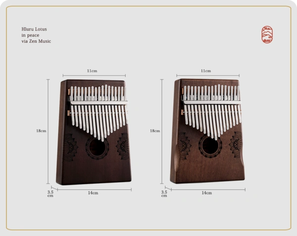 TUTTI Lotus Palm Rest Hollow Mahogany Brown 17 Keys Kalimba - Image 2