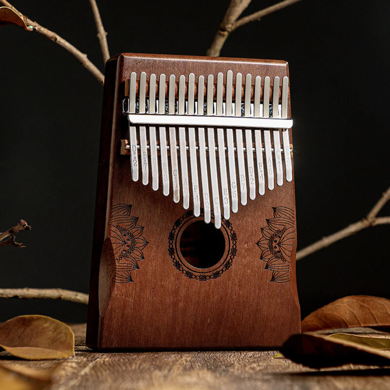 TUTTI Lotus Palm Rest Hollow Mahogany Brown 17 Keys Kalimba - Image 3