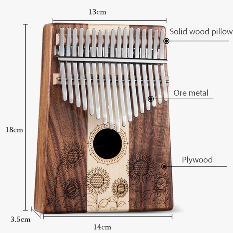 TUTTI 17 Keys Koa & Maple C Major Kalimba - Sunflower - Image 5